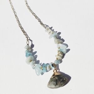 NWT Necklace 925 silver PROTECTION HEALING ENERGY aquamarine BLUE 20in